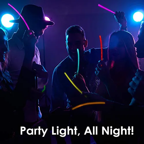 100 Glow Sticks in The Dark Fun Party Pack with 8" Glowsticks and Connectors for Bracelets and Necklaces for Kids and Adults