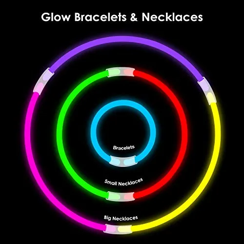 100 Glow Sticks in The Dark Fun Party Pack with 8" Glowsticks and Connectors for Bracelets and Necklaces for Kids and Adults