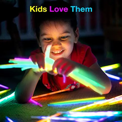 100 Glow Sticks in The Dark Fun Party Pack with 8" Glowsticks and Connectors for Bracelets and Necklaces for Kids and Adults