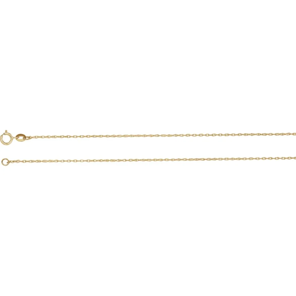 10k Yellow Gold 1mm Solid Rope 24" Chain