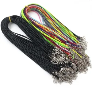 10pcs Adjustable Braided Rope Necklaces & Pendant Charms Findings Lobster Clasp String Cord 2mm