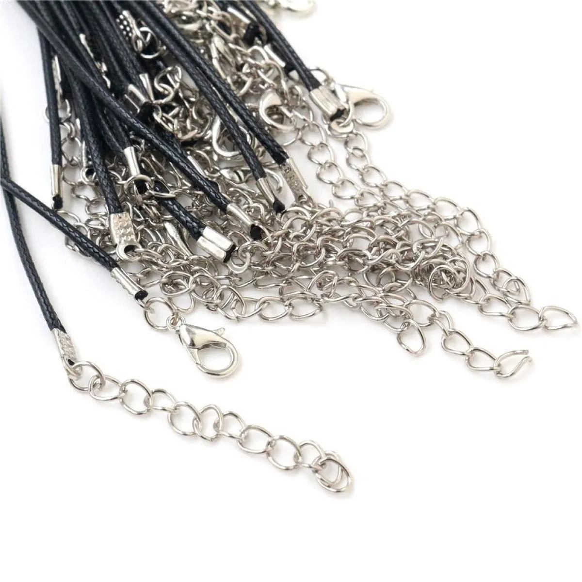 10pcs Adjustable Braided Rope Necklaces & Pendant Charms Findings Lobster Clasp String Cord 2mm