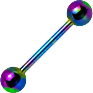 14 Gauge Rainbow Anodized Titanium Barbell Tongue Ring