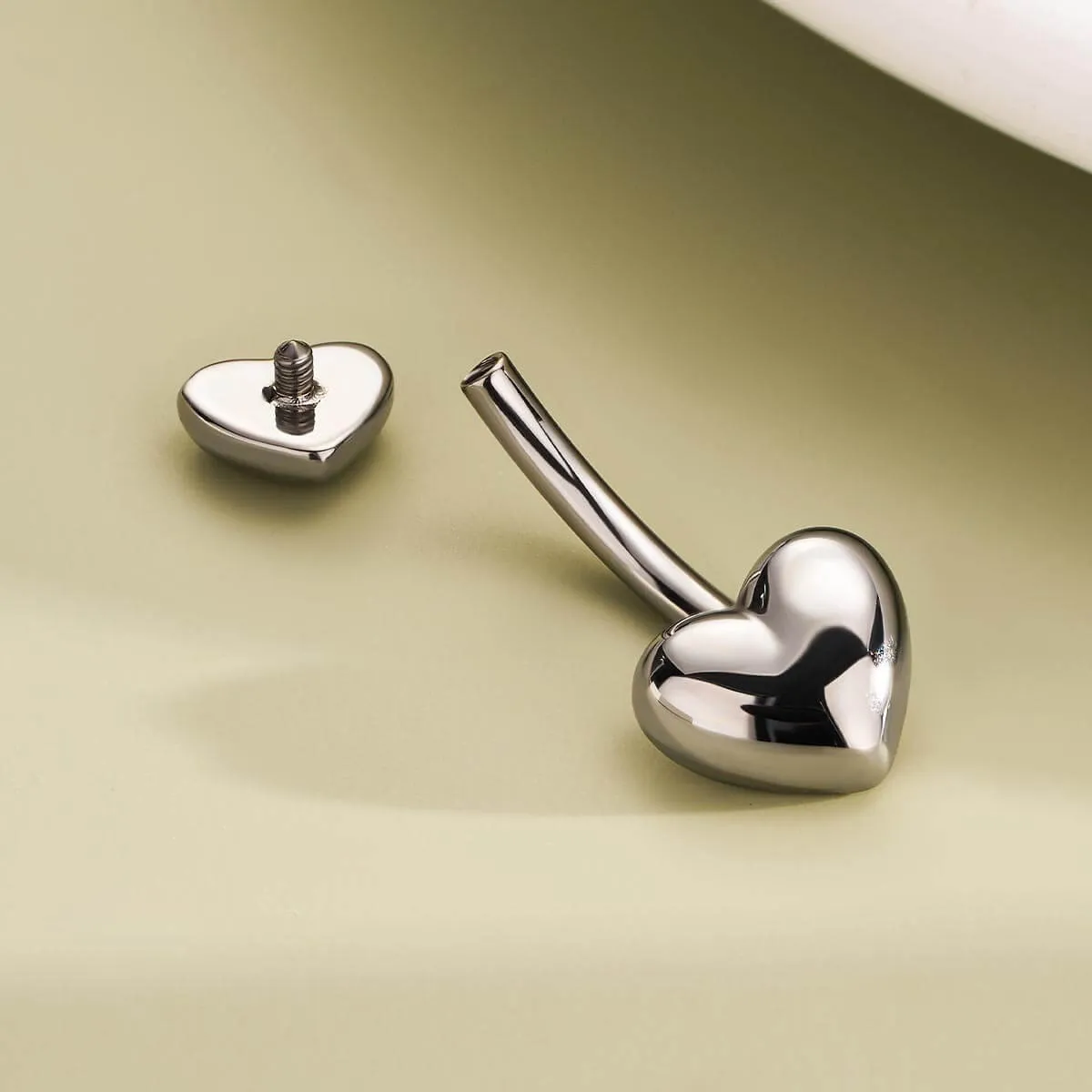 14G Titanium Internally Threaded Heart Belly Button Ring