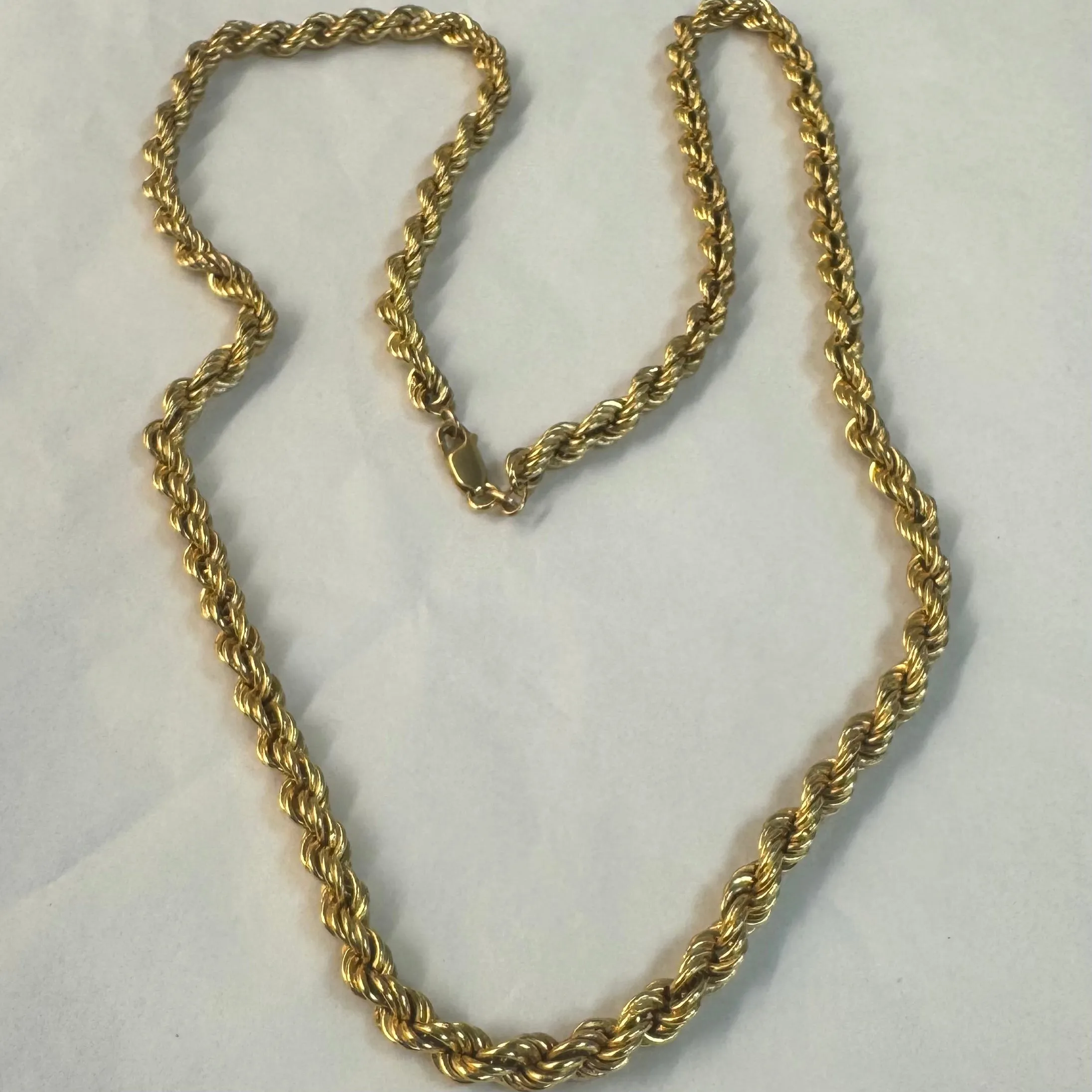 14K gold rope chain necklace with a bold vintage look