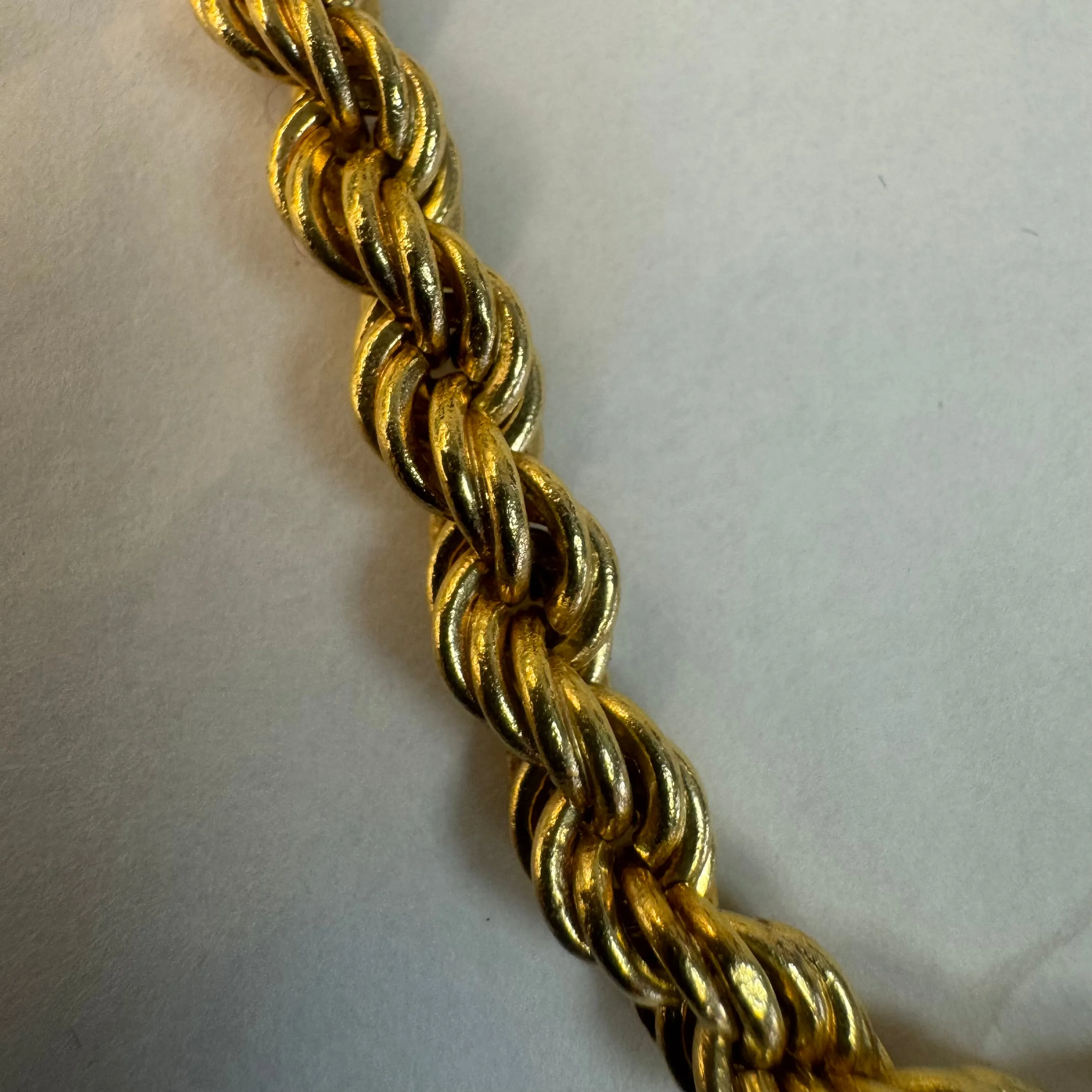 14K gold rope chain necklace with a bold vintage look