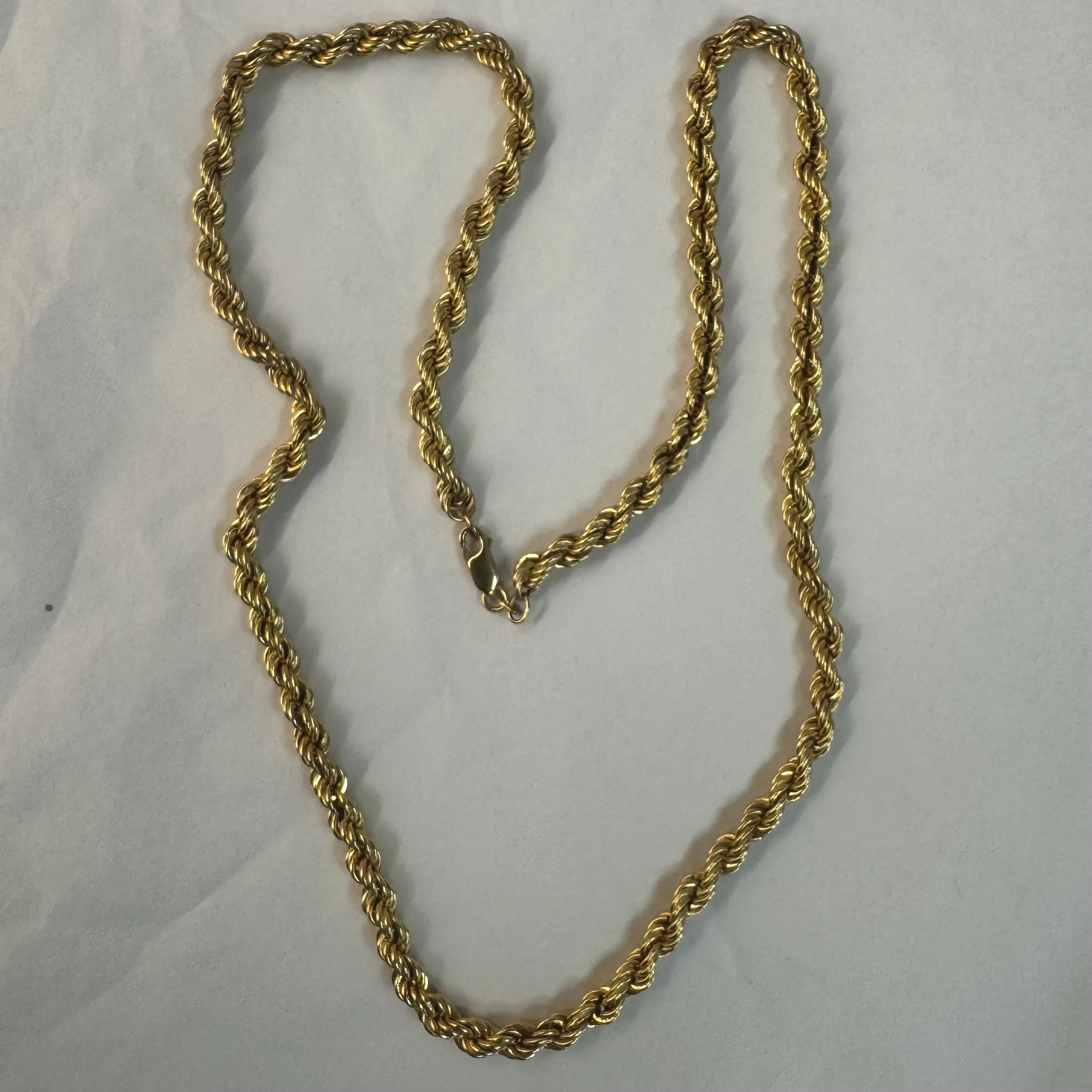 14K gold rope chain necklace with a bold vintage look
