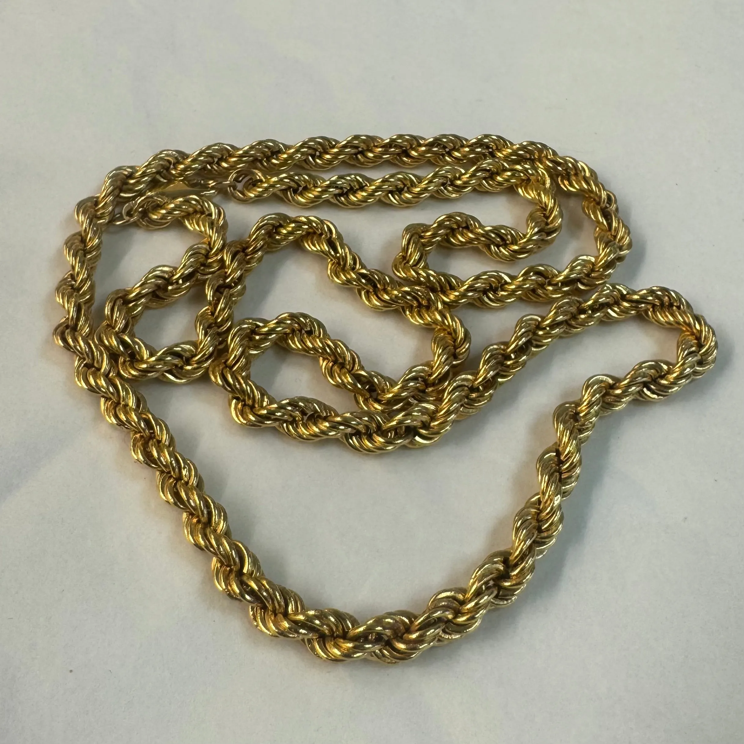 14K gold rope chain necklace with a bold vintage look