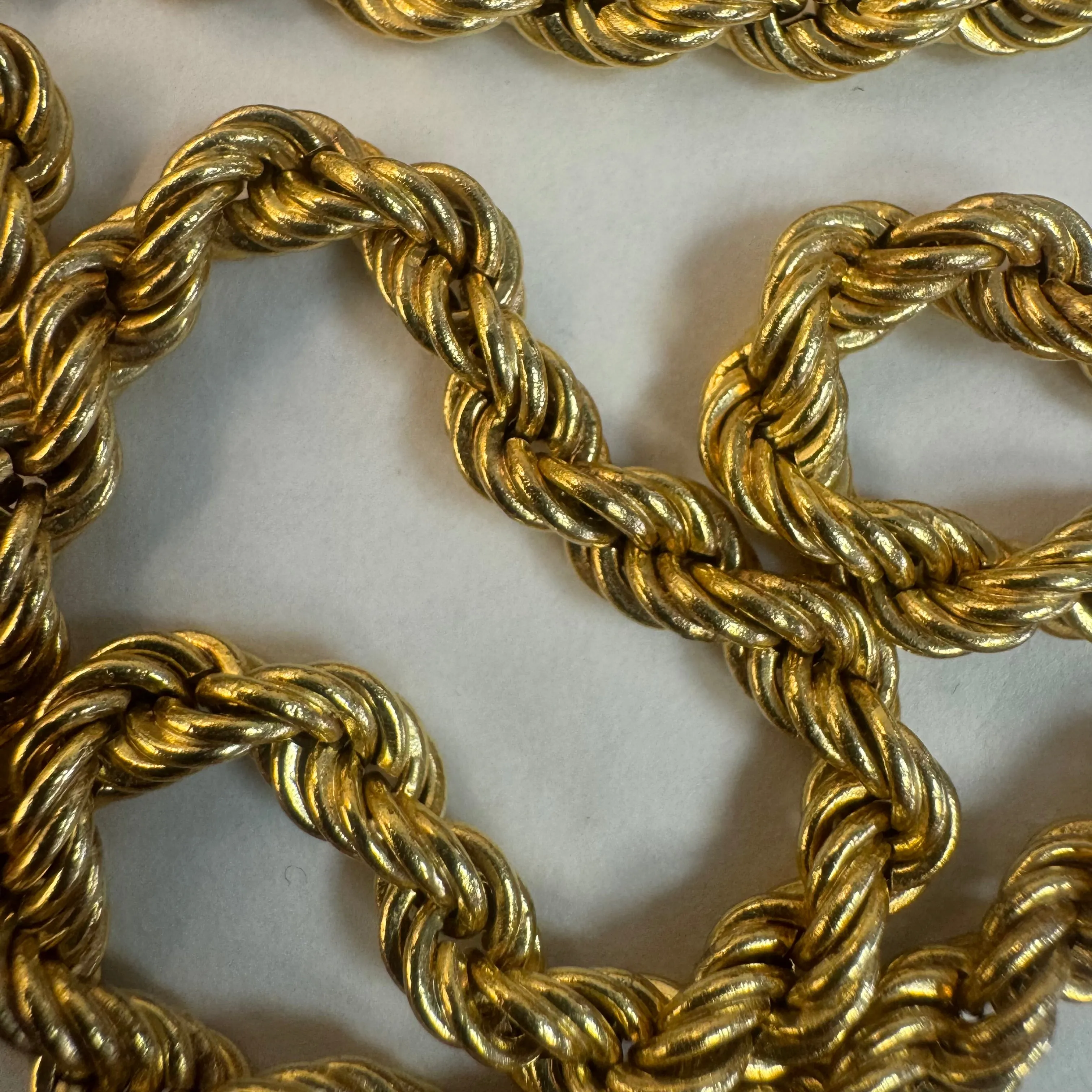14K gold rope chain necklace with a bold vintage look