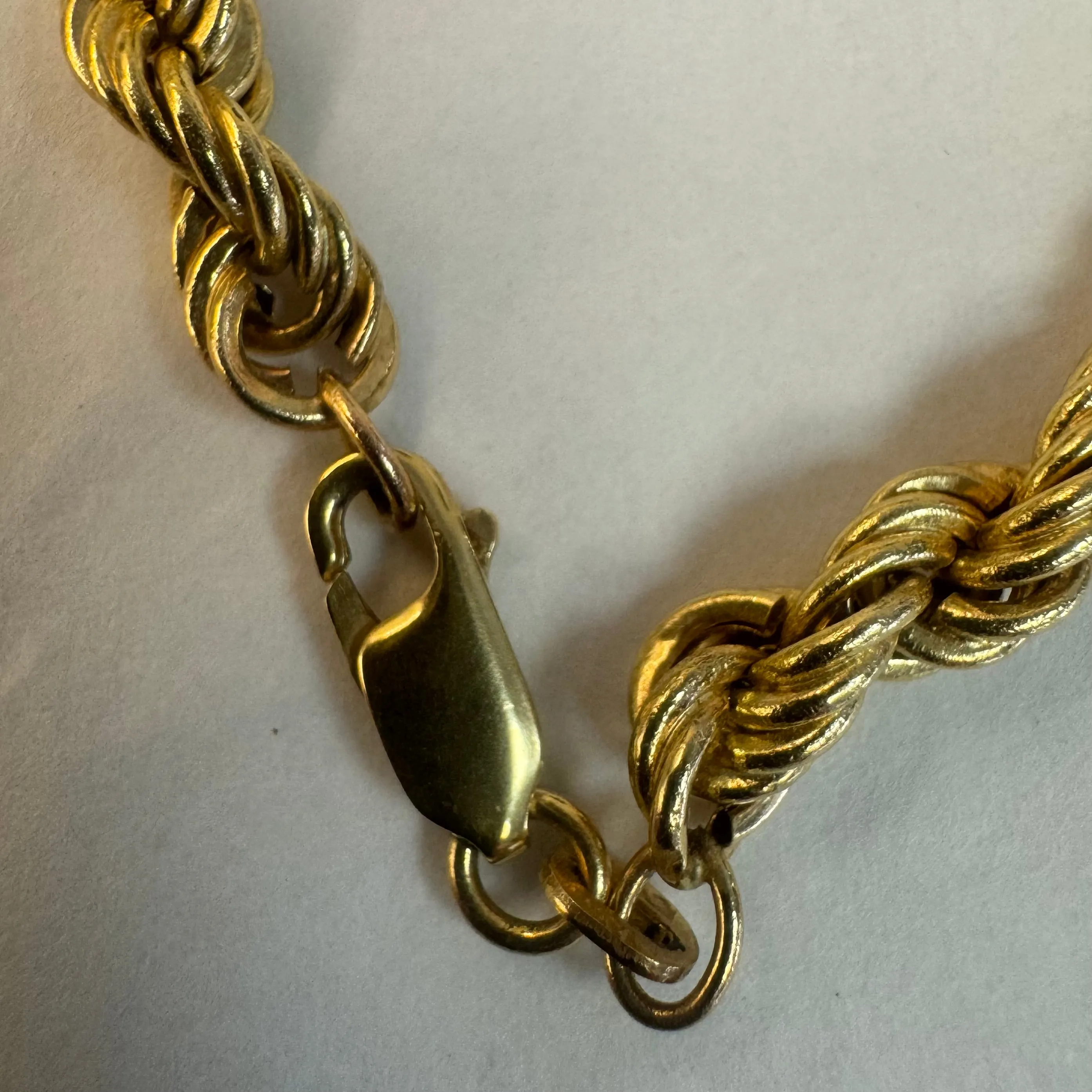 14K gold rope chain necklace with a bold vintage look
