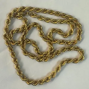 14K gold rope chain necklace with a bold vintage look