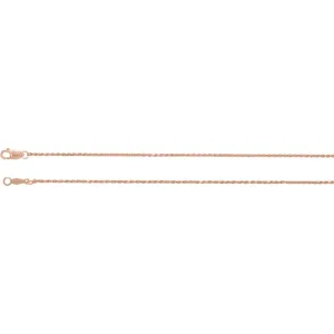 14k Rose Gold 1mm Diamond-Cut Rope 18" Chain