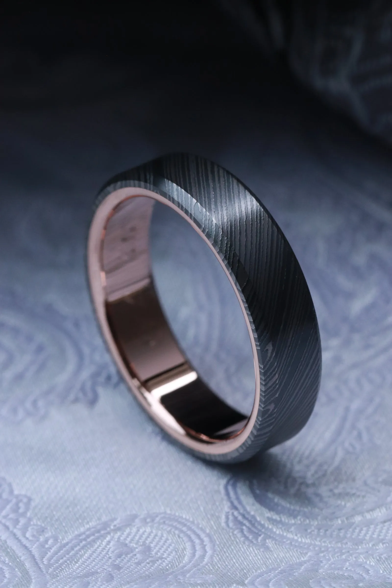 14k rose gold nbzr damascus chamfered edge