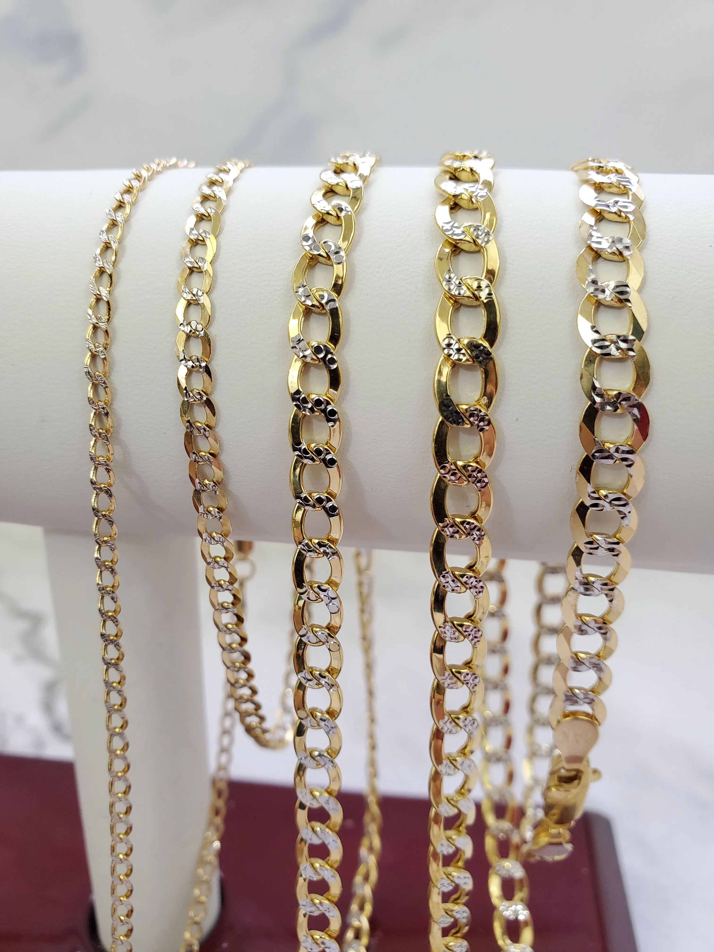 14K Solid Two Tone Yellow & White Gold Cuban Bracelet For Men/ Women - Gifts For Him/ her