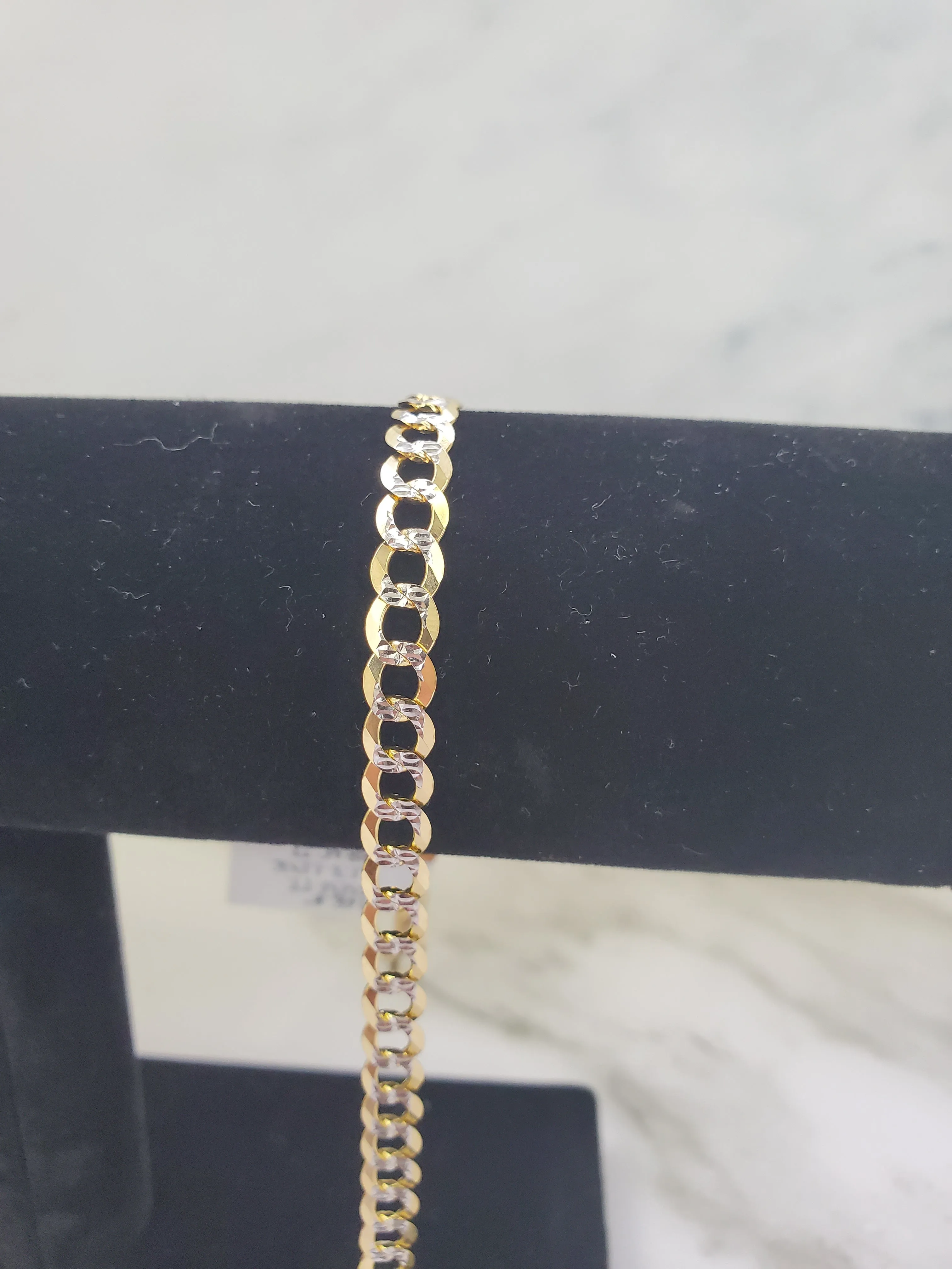14K Solid Two Tone Yellow & White Gold Cuban Bracelet For Men/ Women - Gifts For Him/ her