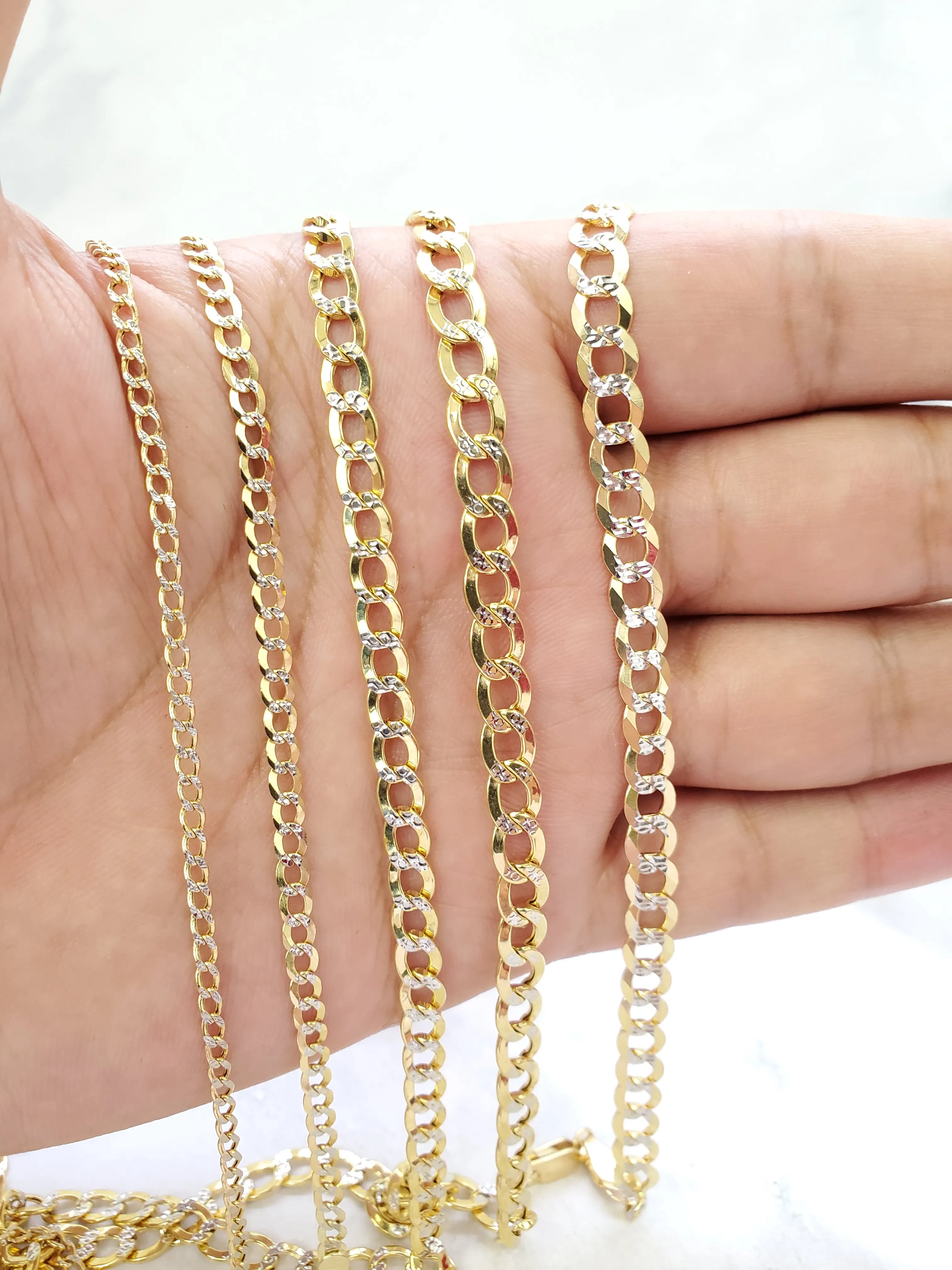 14K Solid Two Tone Yellow & White Gold Cuban Bracelet For Men/ Women - Gifts For Him/ her