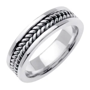 14K Titanium and White Gold Hand Braided Ring Band