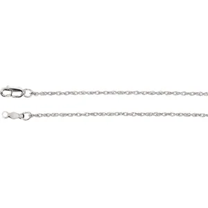 14k White Gold 1.25mm Rope 24" Chain