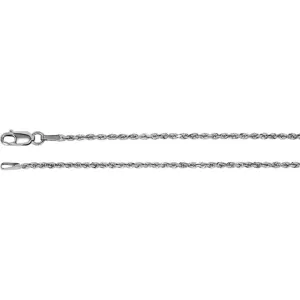 14k White Gold 1.6mm Diamond-Cut Rope 16" Chain with Lobster Clasp
