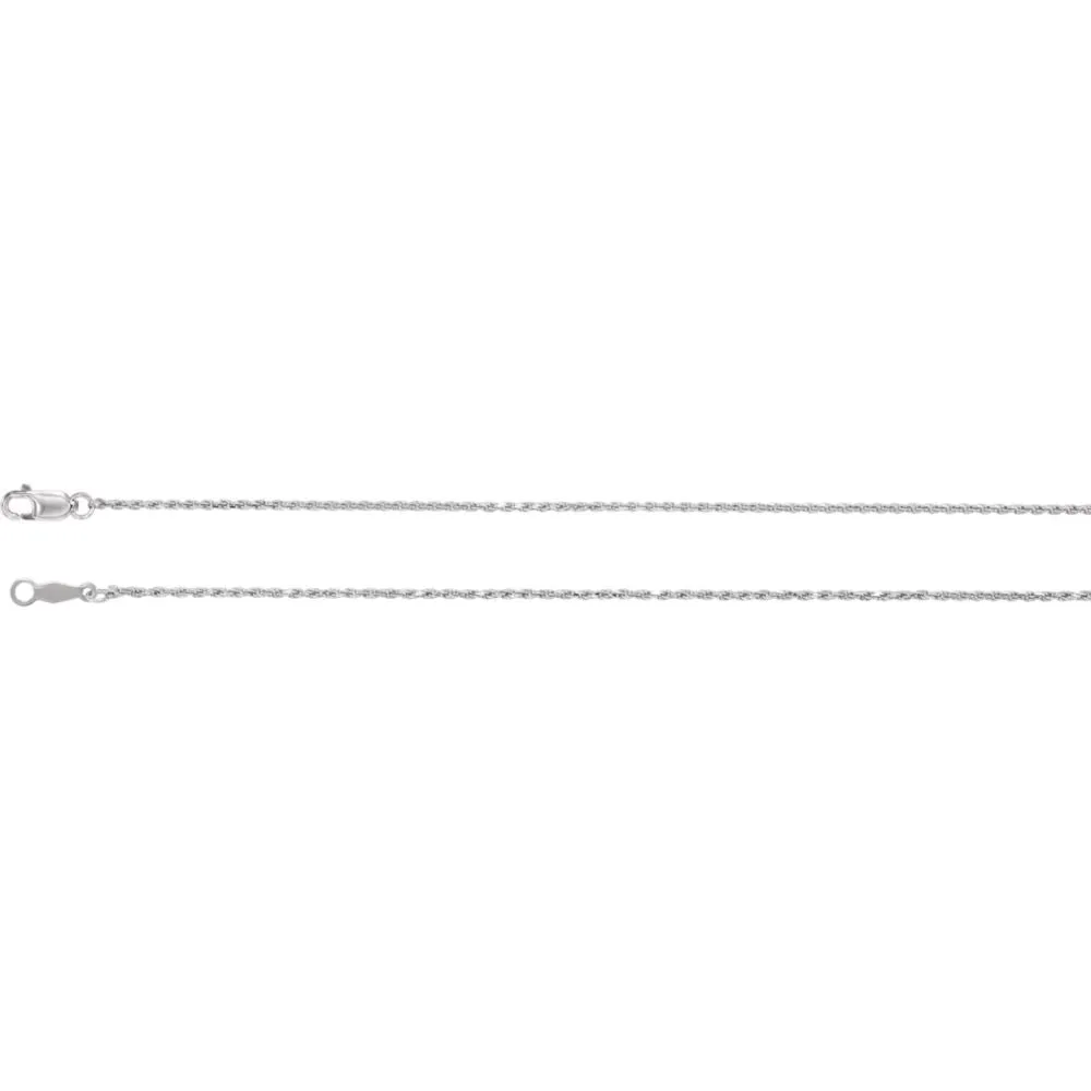 14k White Gold 1mm Diamond-Cut Rope 18" Chain