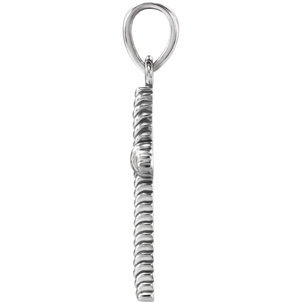 14k White Gold 23.8x11.35mm Rope Design Cross Pendant