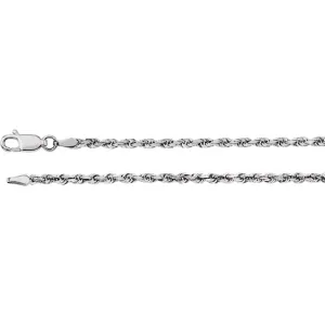 14k White Gold 2.5mm Diamond Cut Rope 16" Chain