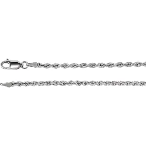 14k White Gold 2.5mm Rope 16" Chain