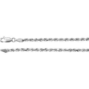14k White Gold 2.8mm Diamond Cut Rope 18" Chain