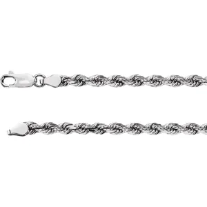 14k White Gold 3.9mm Diamond Cut Rope 20" Chain