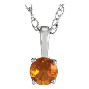 14k White Gold Imitation Citrine "November" Birthstone 14" Necklace