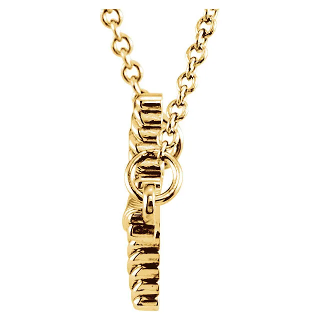 14k Yellow Gold 11.3x20.15mm Sideways Rope Cross 16.5" Necklace