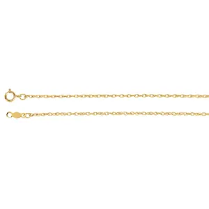 14k Yellow Gold 1.25mm Rope 16" Chain