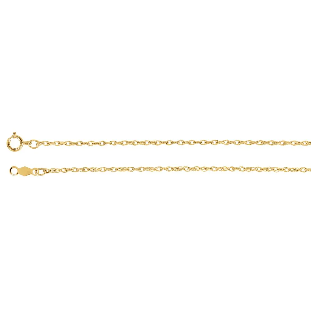 14k Yellow Gold 1.25mm Rope 16" Chain