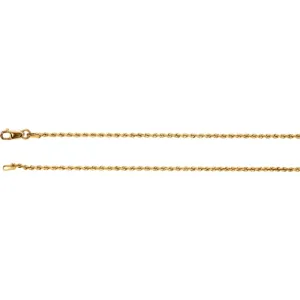 14k Yellow Gold 1.5mm Rope 16" Chain