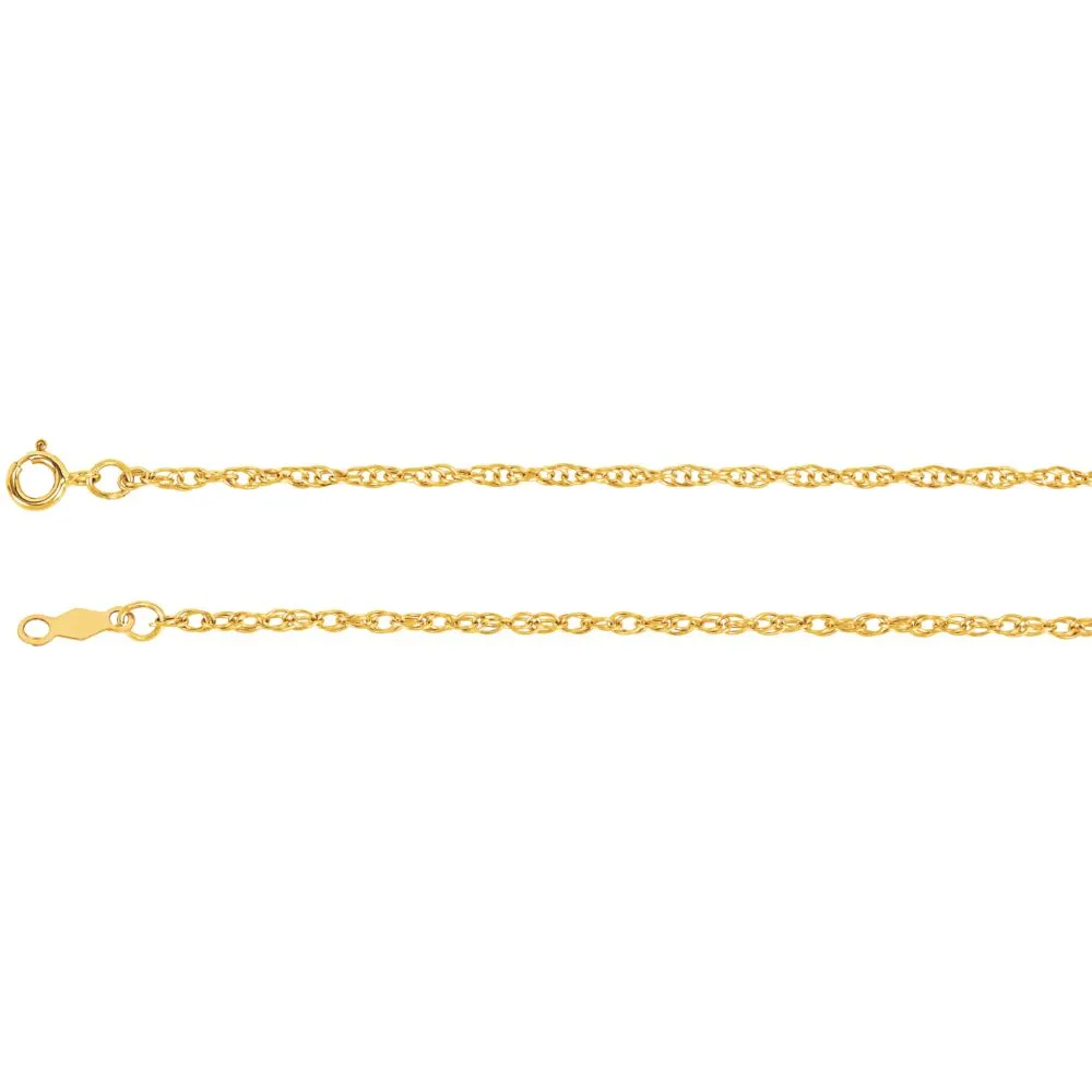 14k Yellow Gold 1.5mm Rope 18" Chain