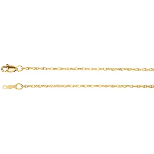14k Yellow Gold 1.5mm Rope 18" Chain