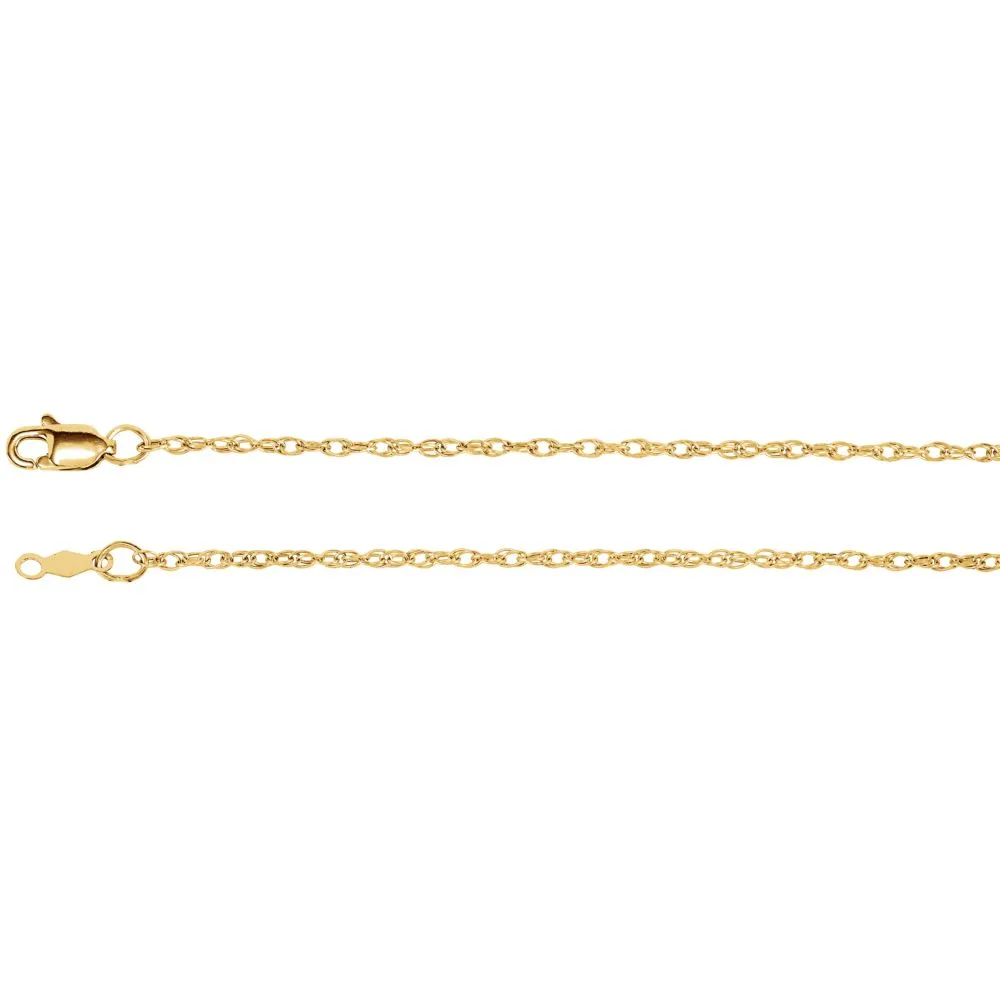 14k Yellow Gold 1.5mm Rope 18" Chain