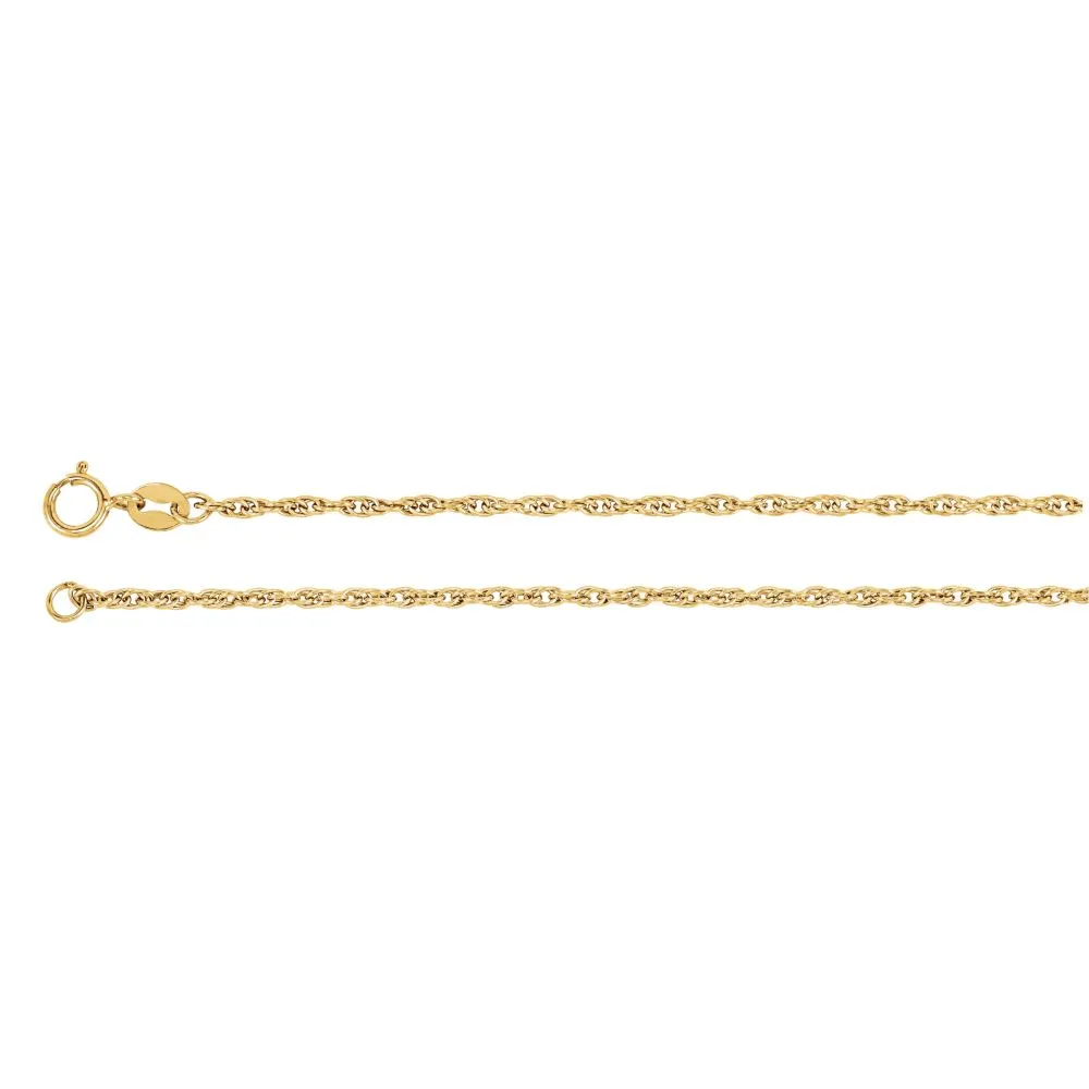 14k Yellow Gold 1.75mm Solid Rope 18" Chain