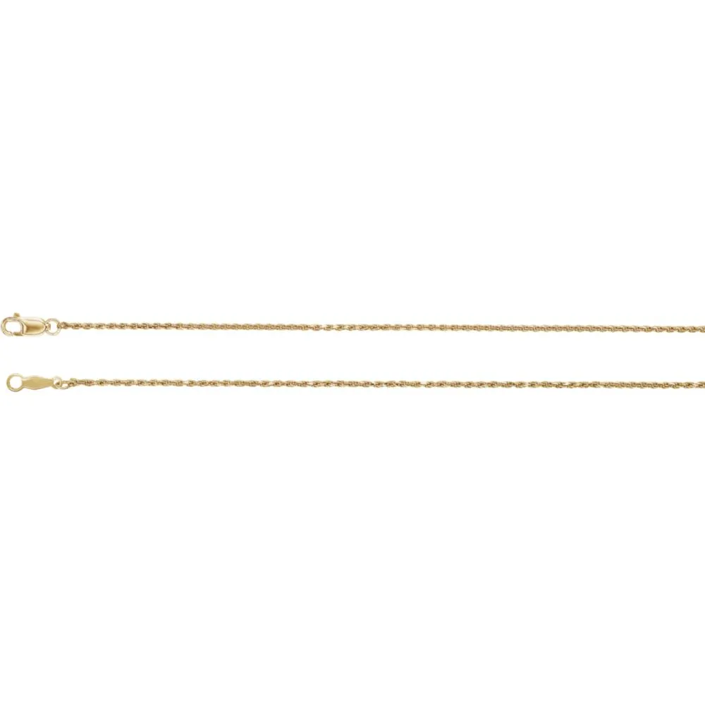 14k Yellow Gold 1mm Diamond-Cut Rope 24" Chain
