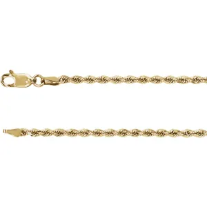 14k Yellow Gold 2.4mm Diamond Cut Rope 24" Chain