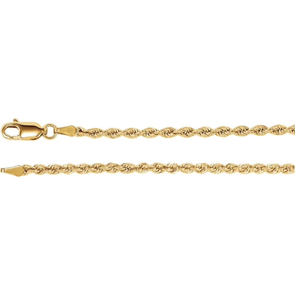14k Yellow Gold 2.5mm Rope 18" Chain