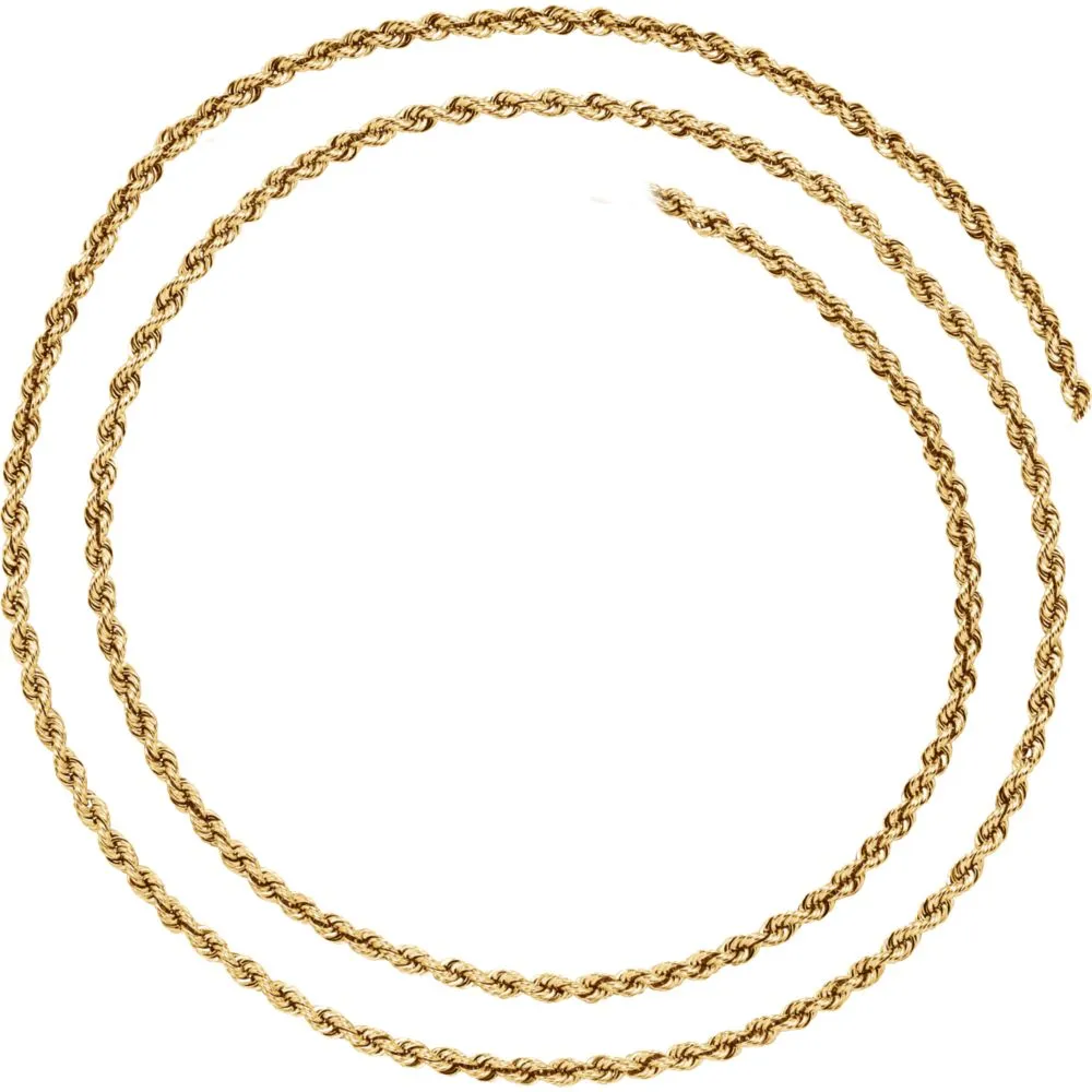 14k Yellow Gold 2.5mm Rope 18" Chain