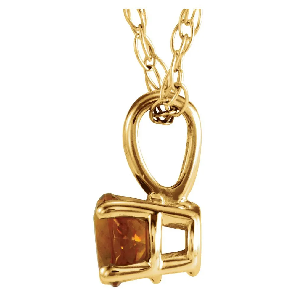 14k Yellow Gold Citrine 14" Necklace