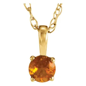 14k Yellow Gold Citrine 14" Necklace