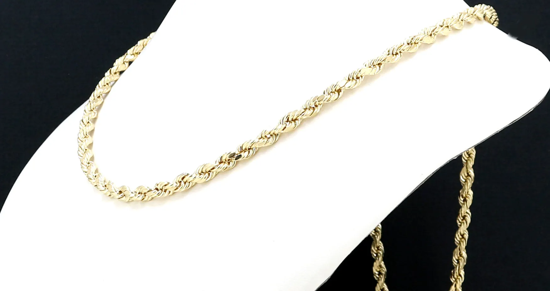14K Yellow Gold Diamond Cut Rope Chain Real Solid 16" to 26" (2.5mm-5mm)