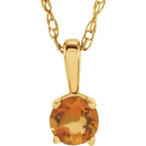 14k Yellow Gold Imitation Citrine "November" Birthstone 14" Necklace