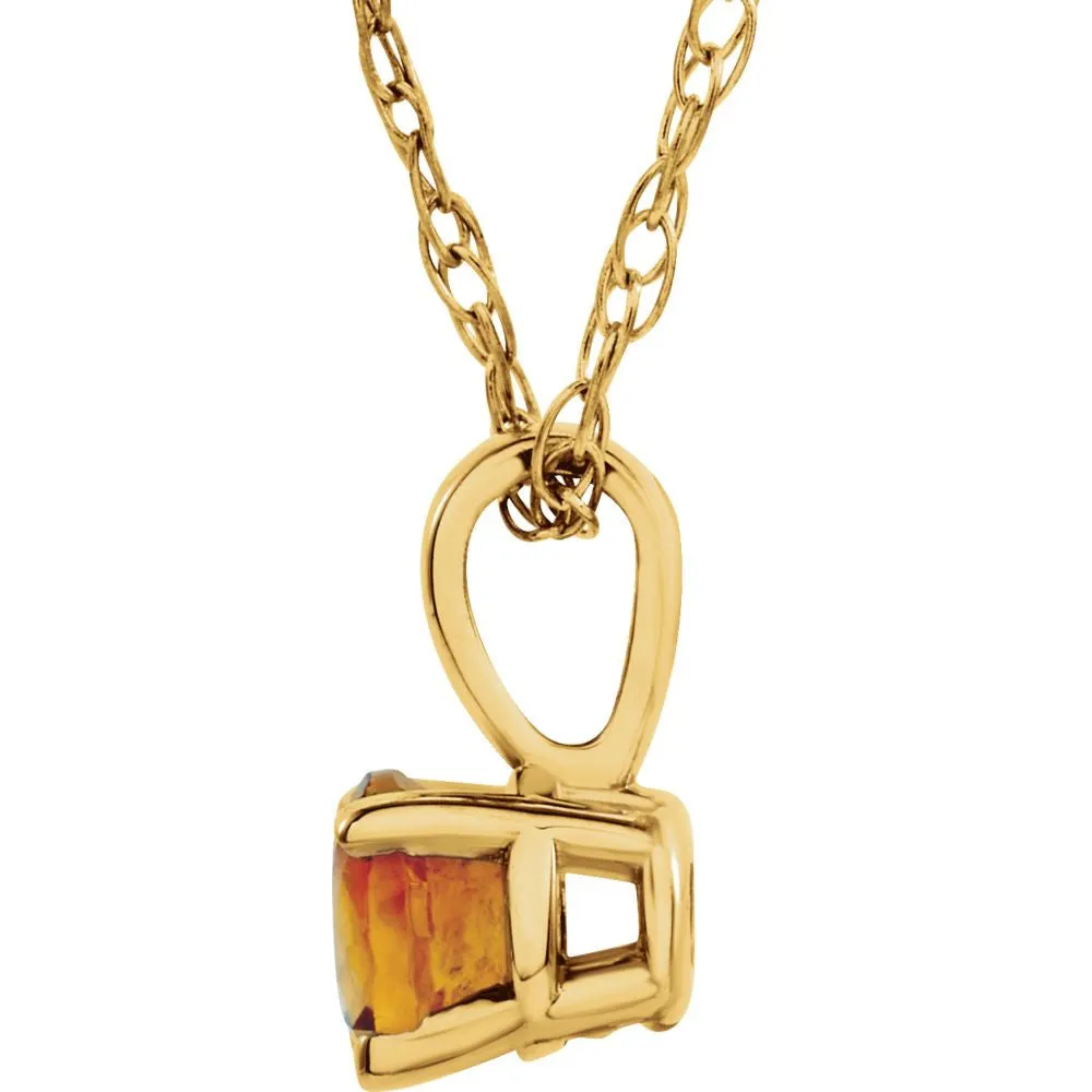 14k Yellow Gold Imitation Citrine "November" Birthstone 14" Necklace