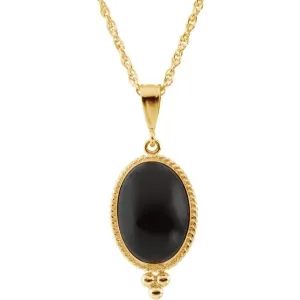 14K Yellow Gold Onyx Rope Design 18" Necklace