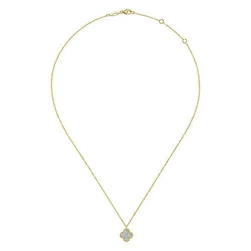 14K Yellow Gold Rope Diamond Pendant Necklace