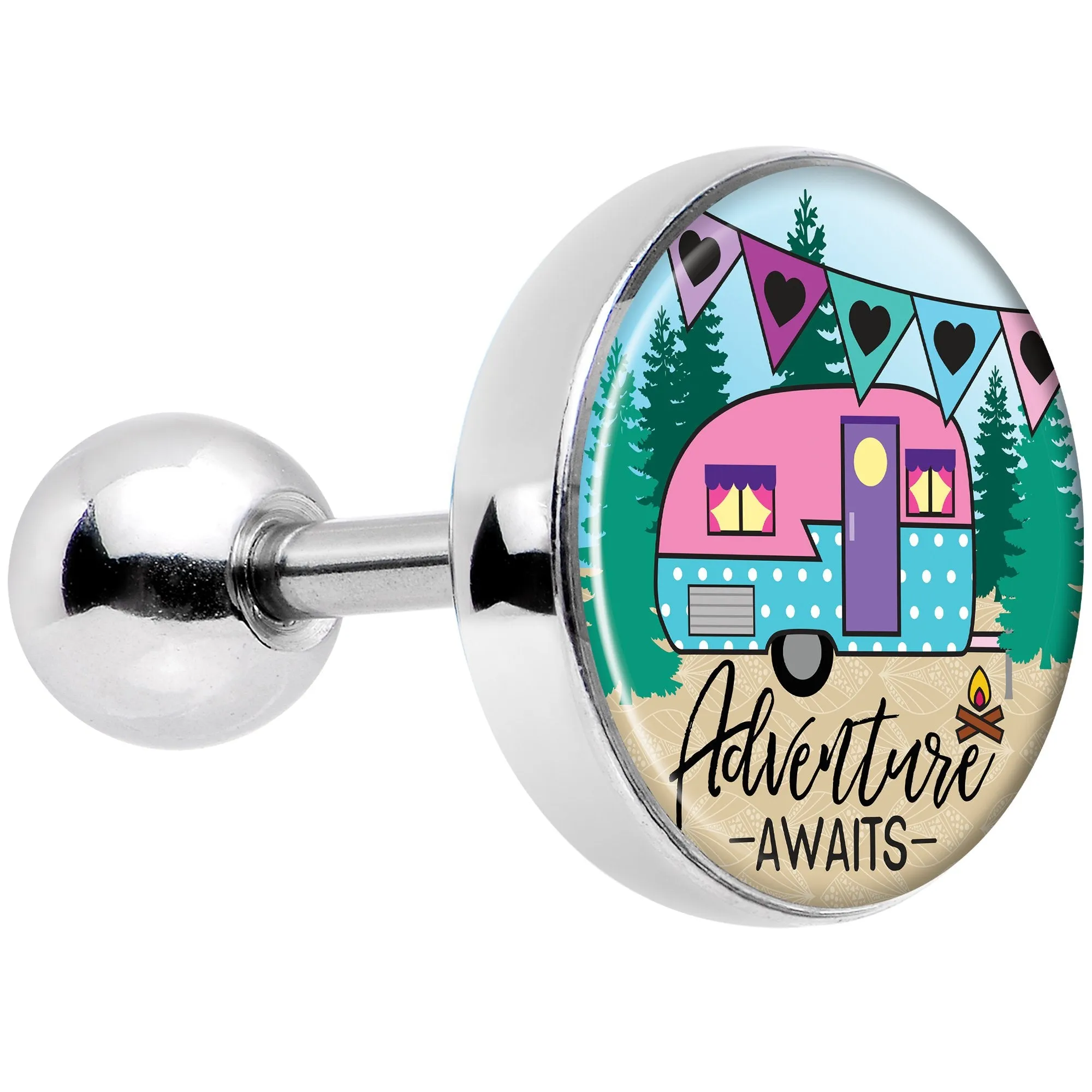 16 Gauge 1/4 Adventure Awaits Camper Tragus Cartilage Earring